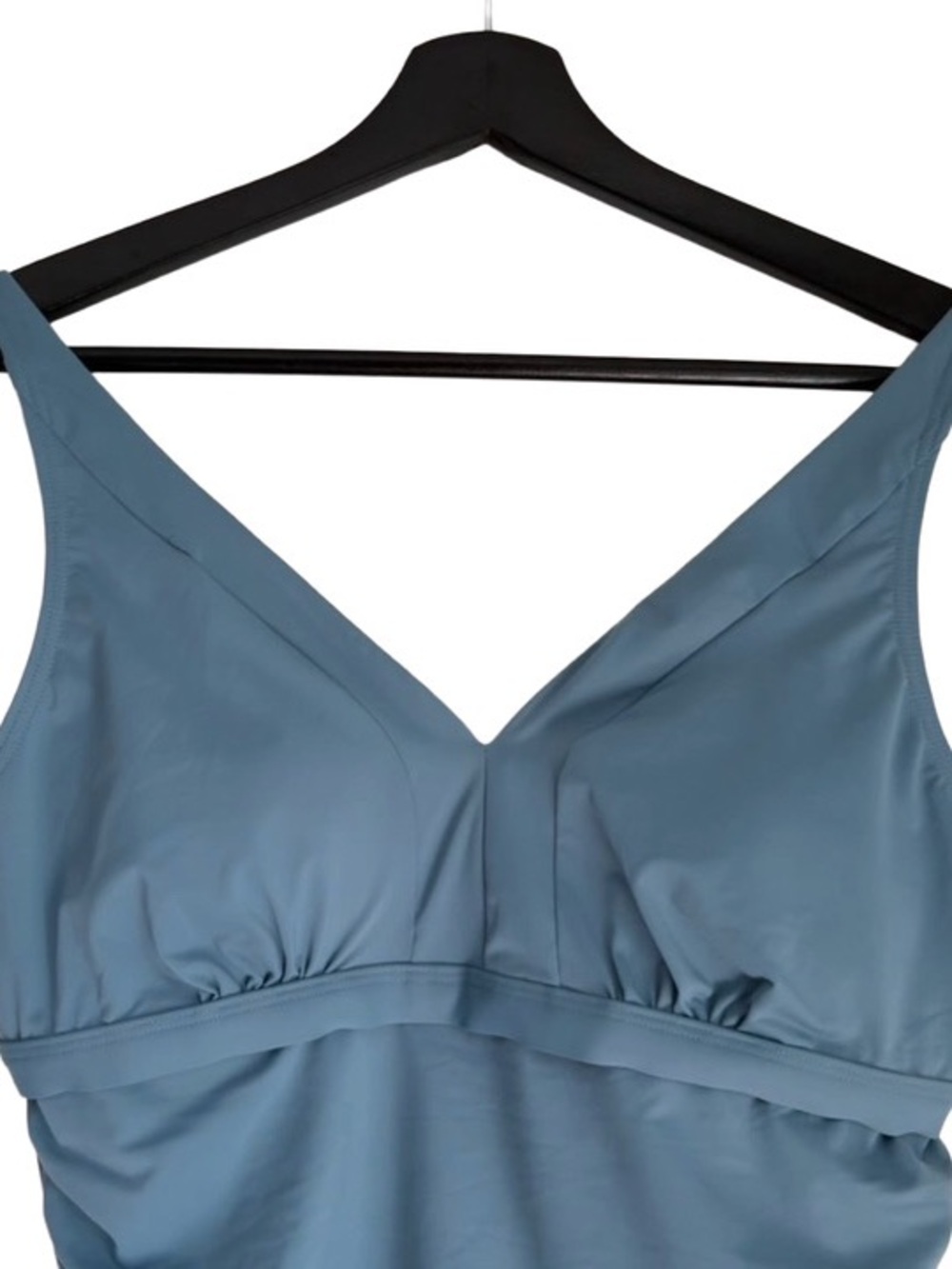 La Vie En Rose Slate Blue V‑Neck Swim Suit Cami Tankini Top Modest Built In Bra - Picture 4 of 6